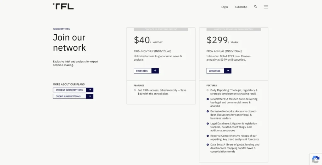 Subscriber content on The Fashion Law publishing platform