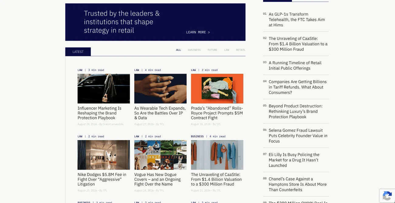The Fashion Law editorial content and legal analysis
