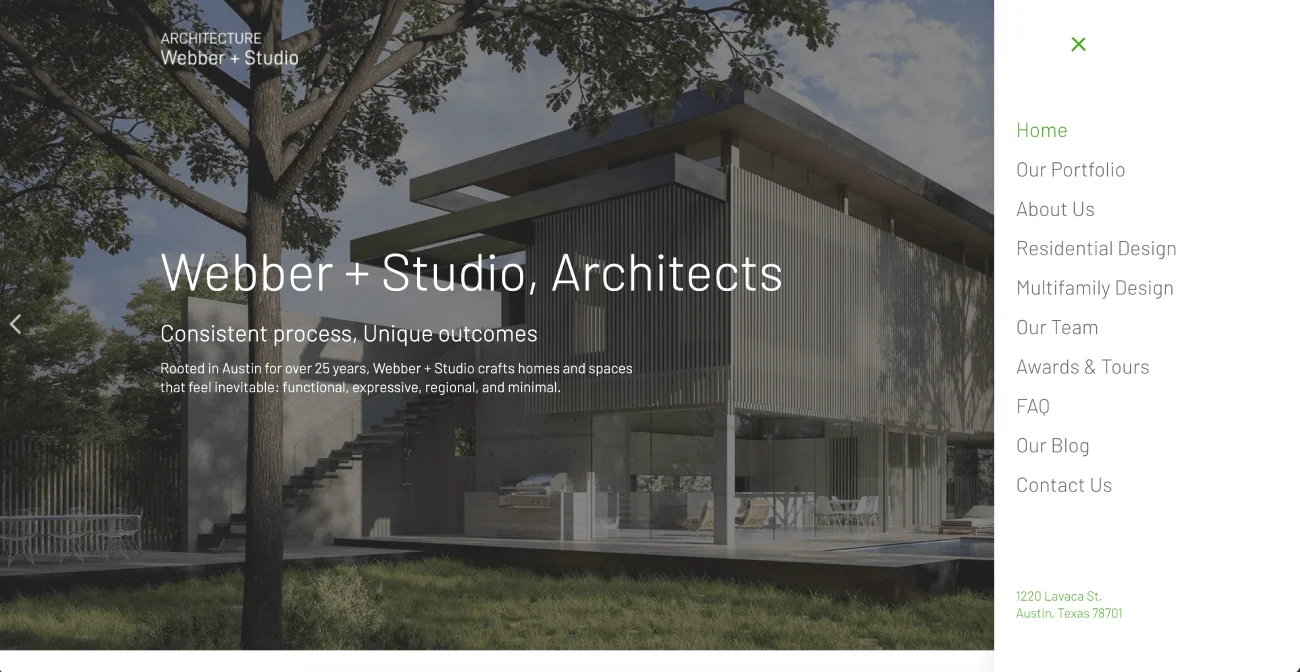 Webber + Studio architecture WordPress website