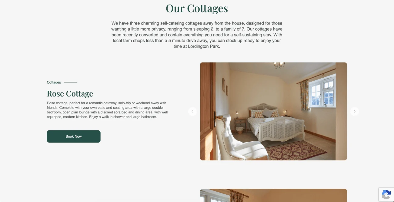 Lordington Park accommodation and room selection