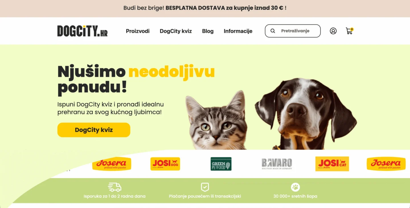 DogCity online pet food store homepage