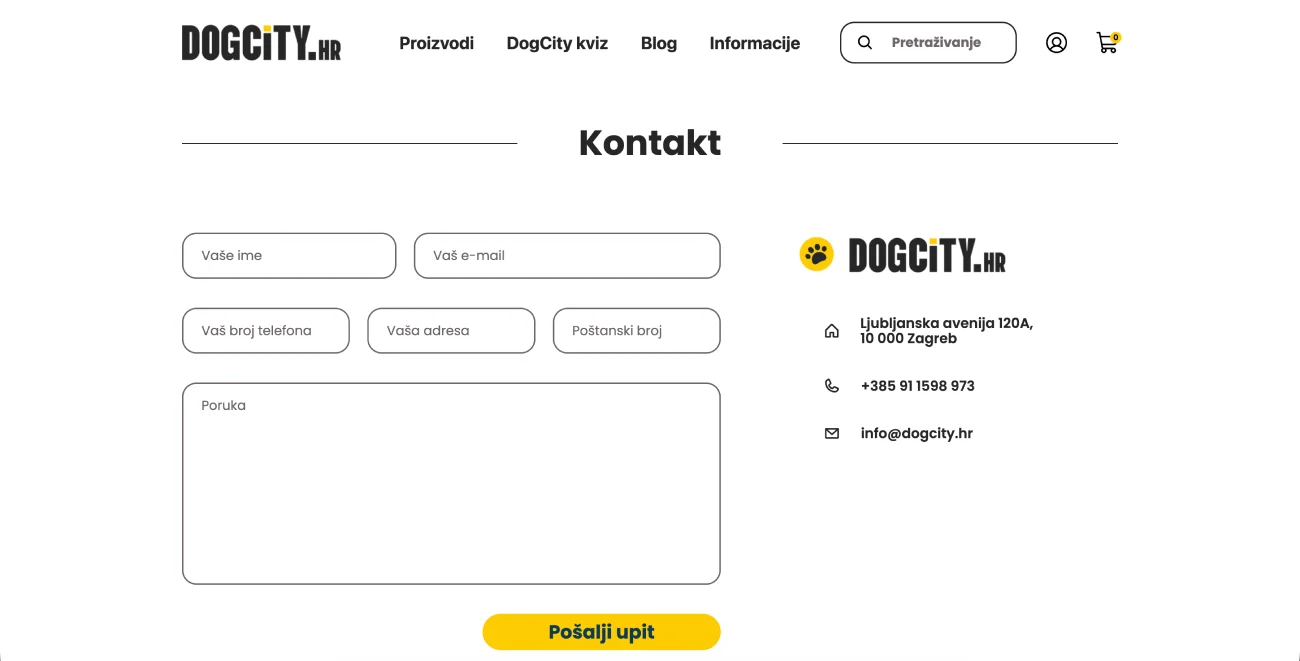 DogCity dog and cat food product catalogue