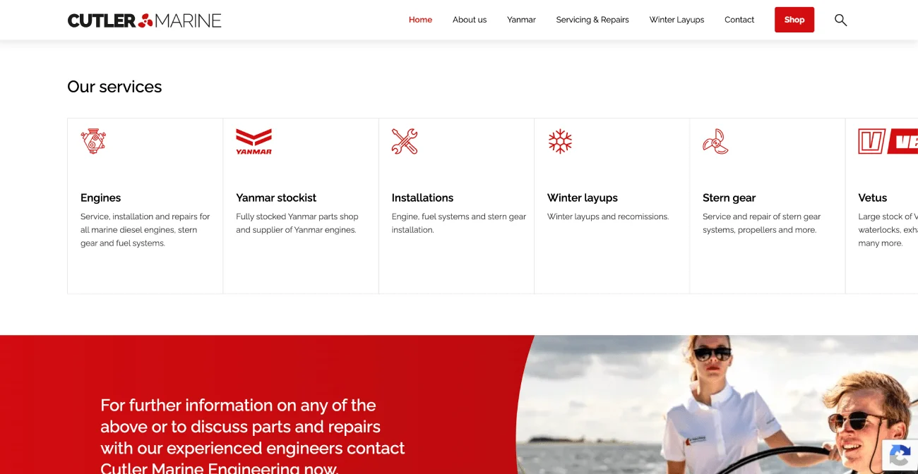 Cutler Marine engineering services website