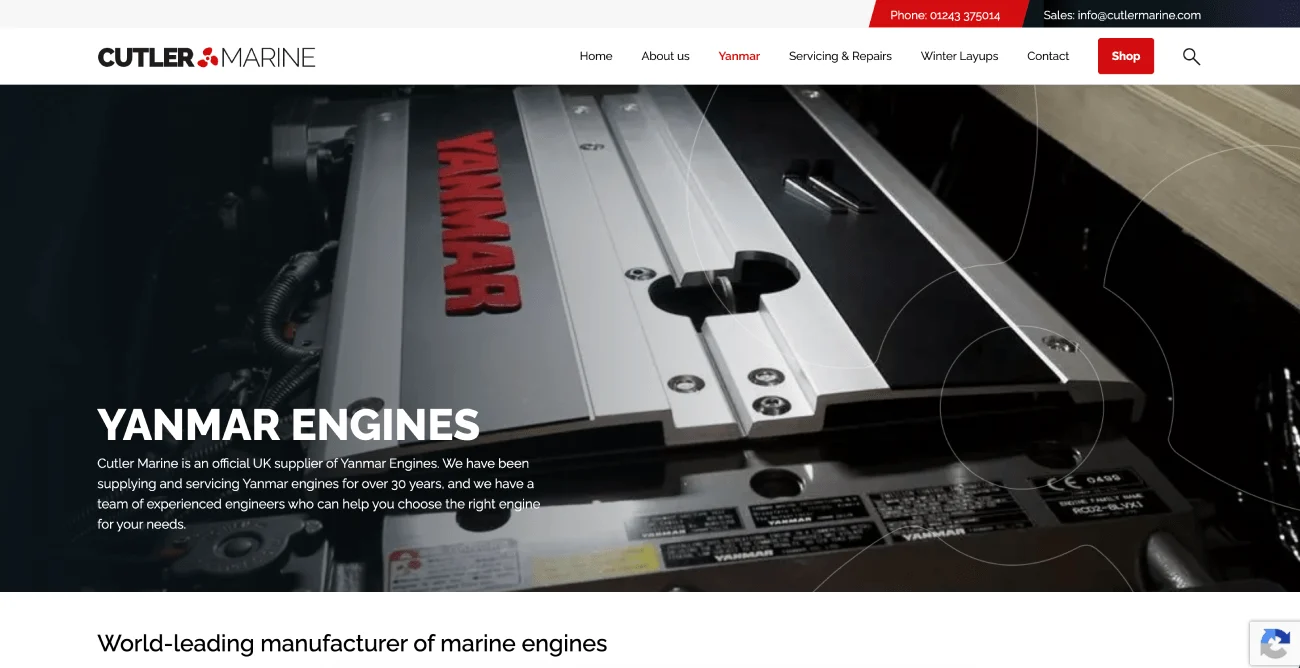 Yanmar marine engines and parts on the Cutler Marine website