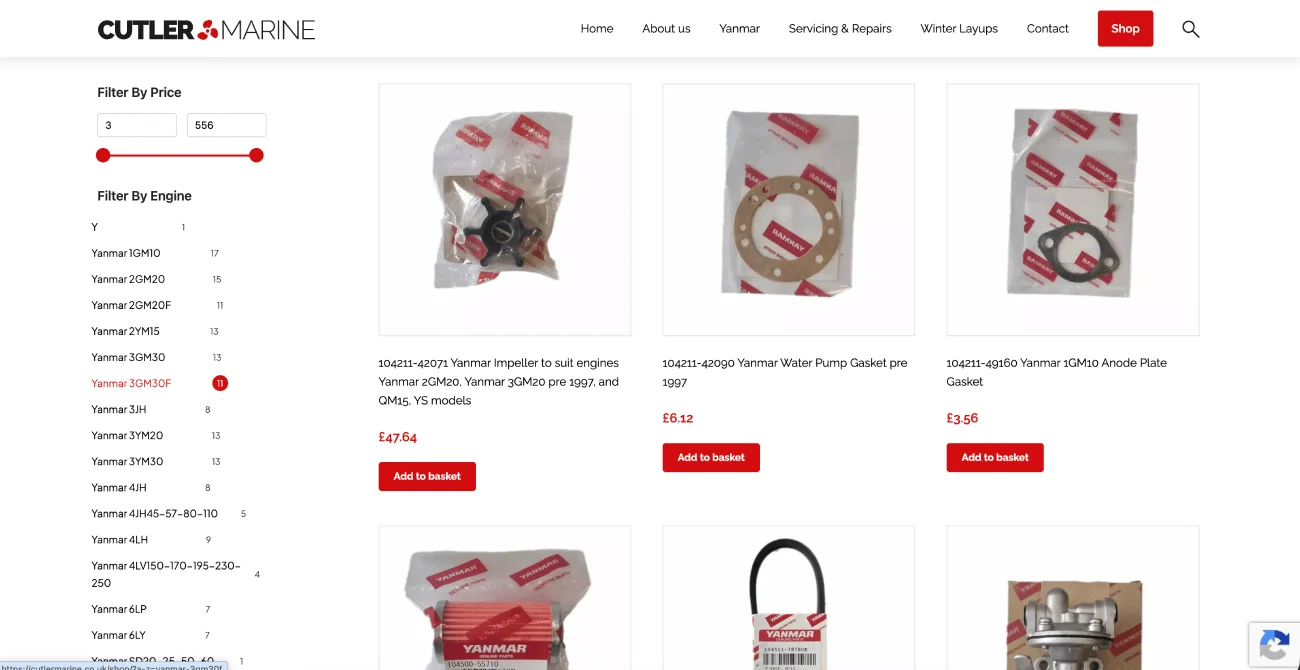 Cutler Marine online store for marine engine parts
