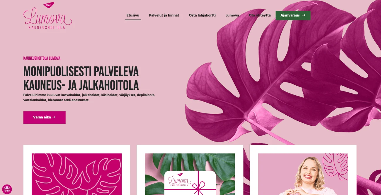 Lumova WooCommerce website for beauty services and online booking