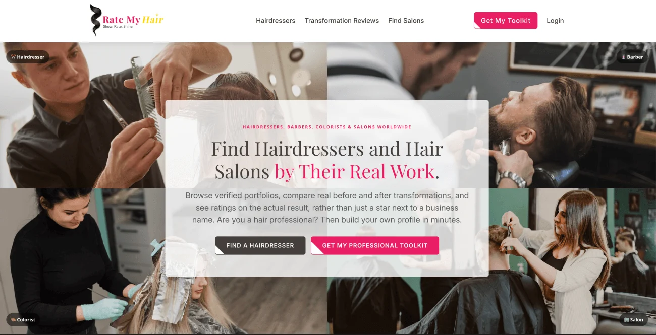 Hairdresser portfolio on the Rate My Hair platform