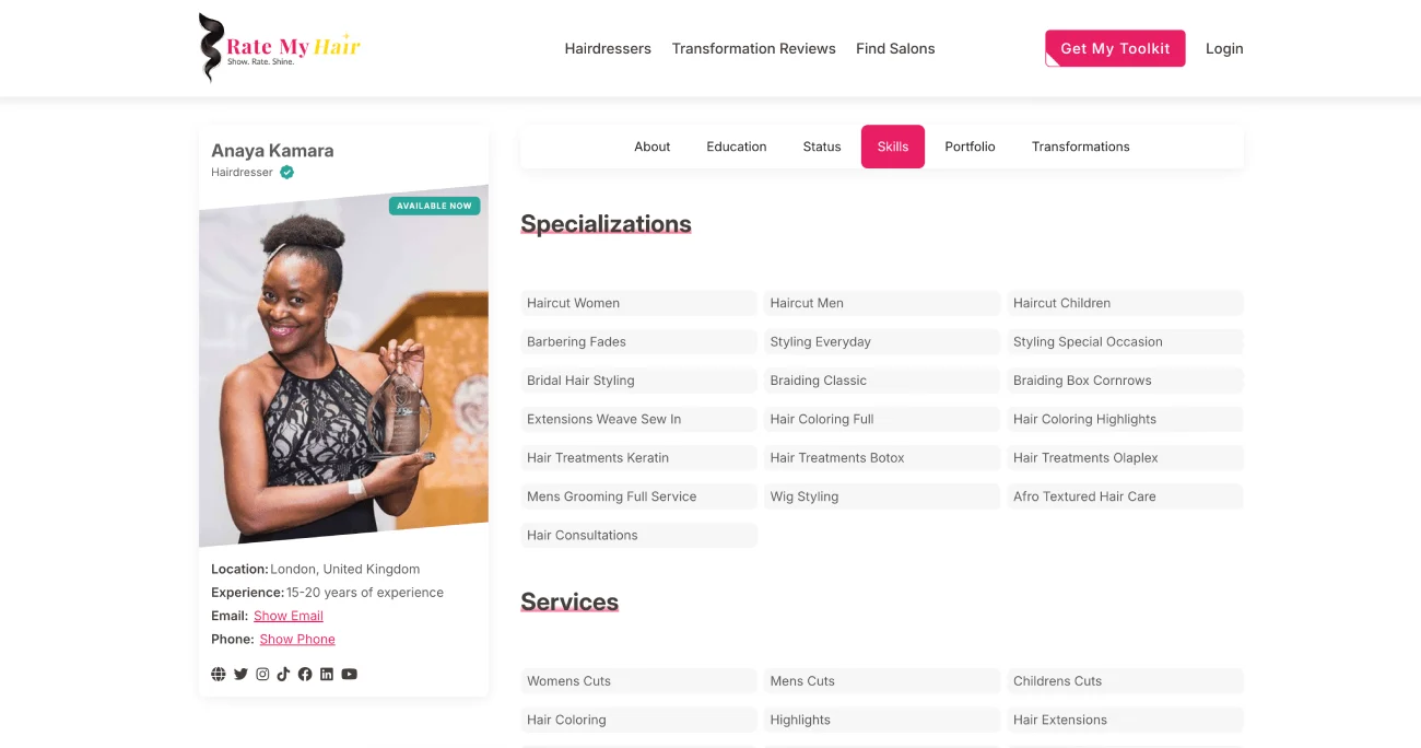 Rate My Hair membership dashboard