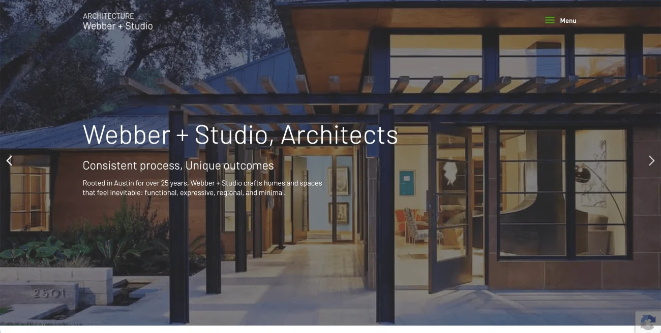Architectural project page on the Webber + Studio website